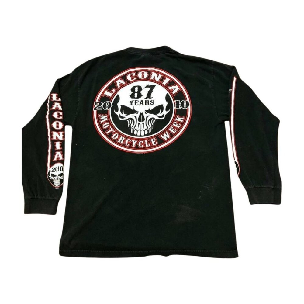 Laconia Bike Week 2010 Men's T-Shirt Black Spell Out Long Sleeve